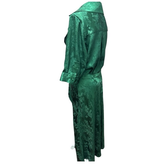 Ronny Kobo Carol Collared Faux Wrap Maxi Dress In Green Size Large - Picture 8 of 14